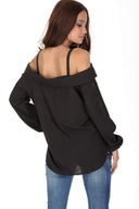 Black Cold Shoulder Top