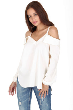 Cream Cold Shoulder Top