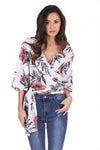 Cream Floral Wrap Top