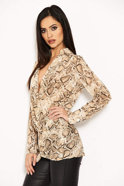 Snake Print Chiffon Top