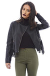 Cropped Leather Tassel Jacket