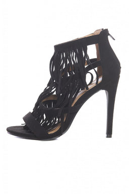 Multi Tassel Faux Suede Heels