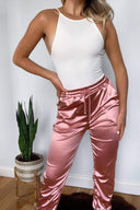 Dusty Pink Satin Joggers