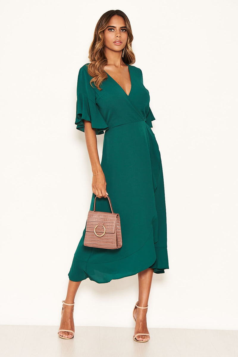 Teal Midi Dress | Teal Frill Sleeve Midi Dress | AX Paris AX Paris US Teal Midi Dress | Teal Frill Sleeve Midi Dress | AX Paris AX Paris US