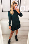 Teal Frill Hem Shift Dress