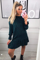 Teal Frill Hem Shift Dress