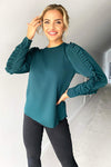 Teal Pleated Long Sleeve Top