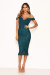 Teal Strappy Lace Skirt Frill Hem Dress