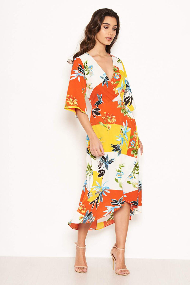 Tropical Printed Midi Dress