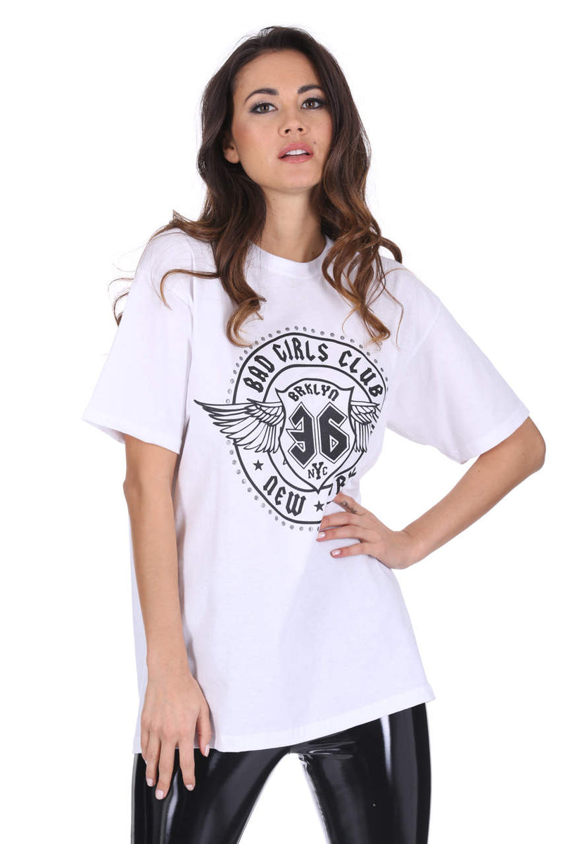 White Bad Girls Slogan T-Shirt