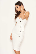 Cream Button Front Detail Dress