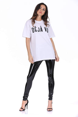 White Deja Vu Slogan T-Shirt