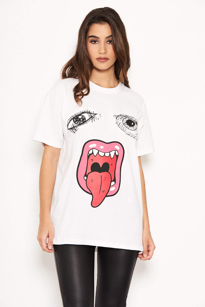 Face Print White T-Shirt