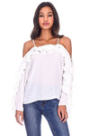 White Frill Detail Off The Shoulder Top