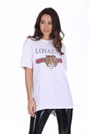 White Loyalty Tiger Print T-Shirt