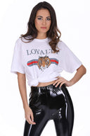White Loyalty Tiger Print T-Shirt