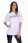 White Merci Slogan T-Shirt