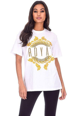 White Royal Slogan T-Shirt
