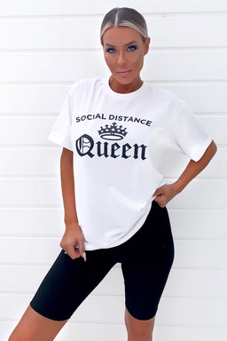 White Social Distance Queen Tee