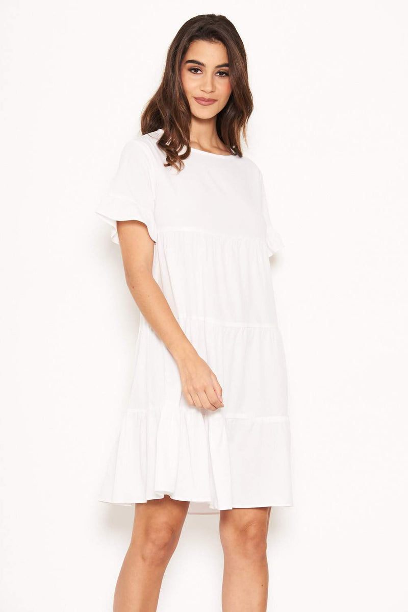 White Tiered Frill Dress – AX Paris US
