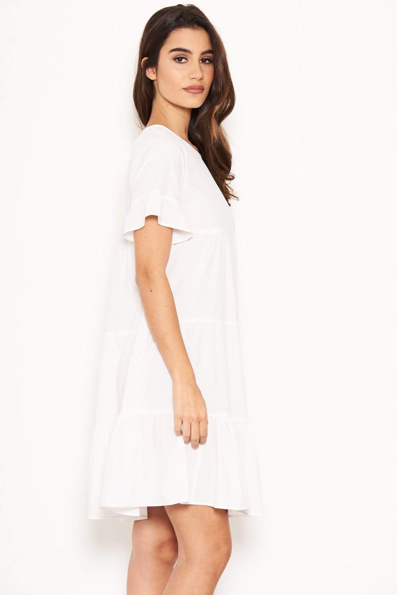 White Tiered Frill Dress