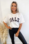 White YALE oversized Printed Tee