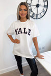 White YALE oversized Printed Tee