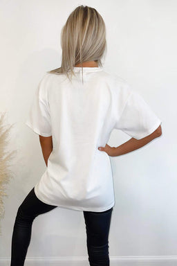 White YALE oversized Printed Tee