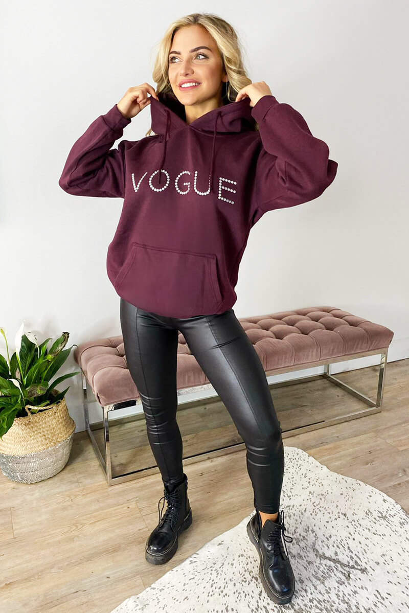 Wine Metallic Vogue Oversized Hoodie