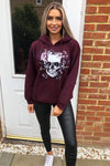 Wine Skull Printed Hoodie