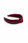 Wine Velvet Studded Knot Headband