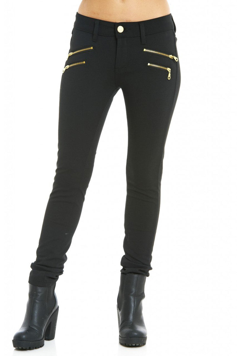 Gold Zip Black Jeans