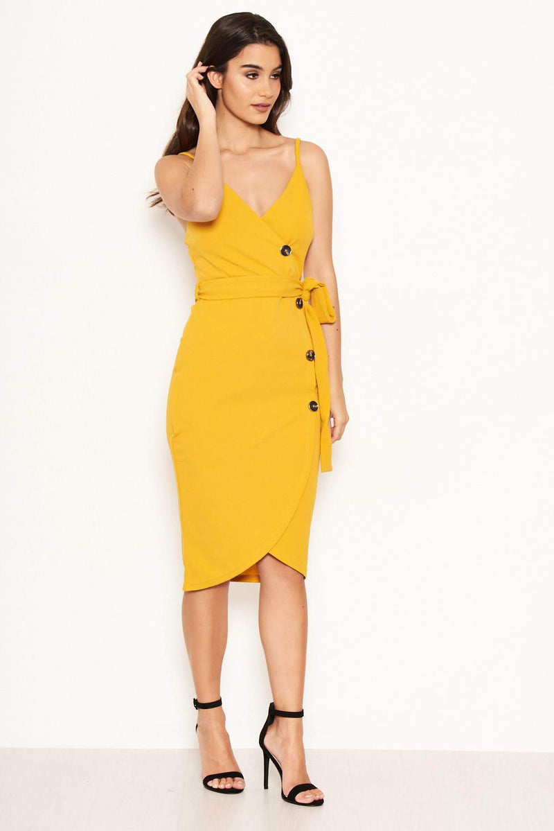 Yellow Button Front Detail Dress