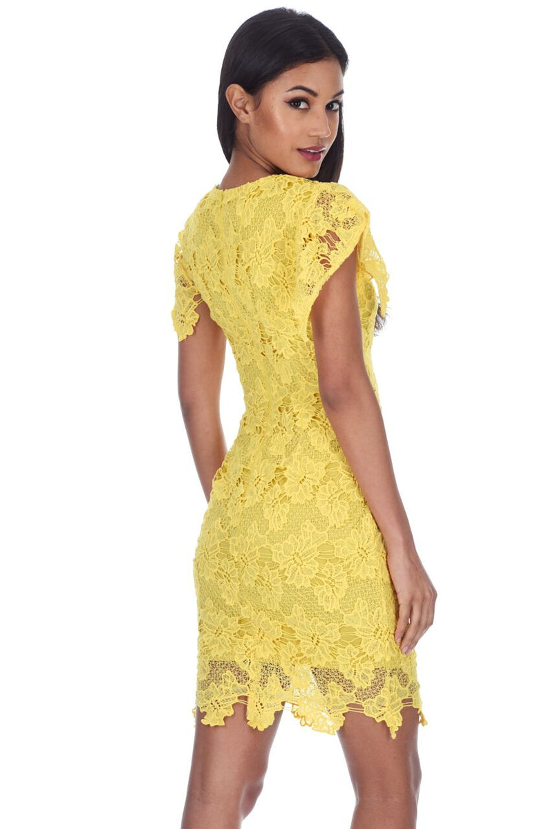 Yellow Crochet Midi Dress