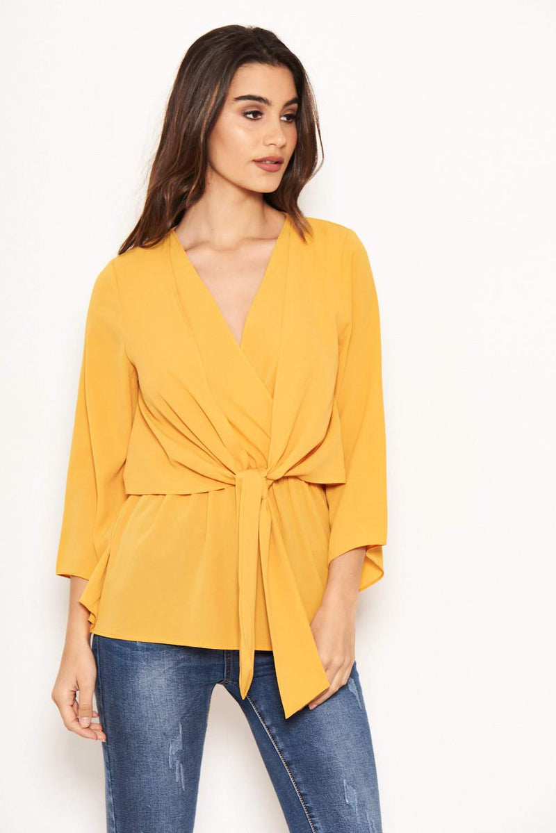 Yellow Front Tie Top