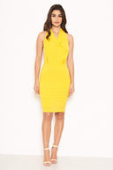 Yellow Halterneck Cowl Dress