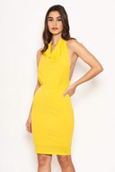Yellow Halterneck Cowl Dress
