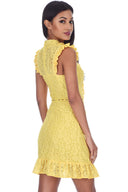 Yellow Lace Frill Detail Dress