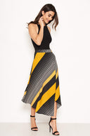 Yellow Multi Print Midi Skirt