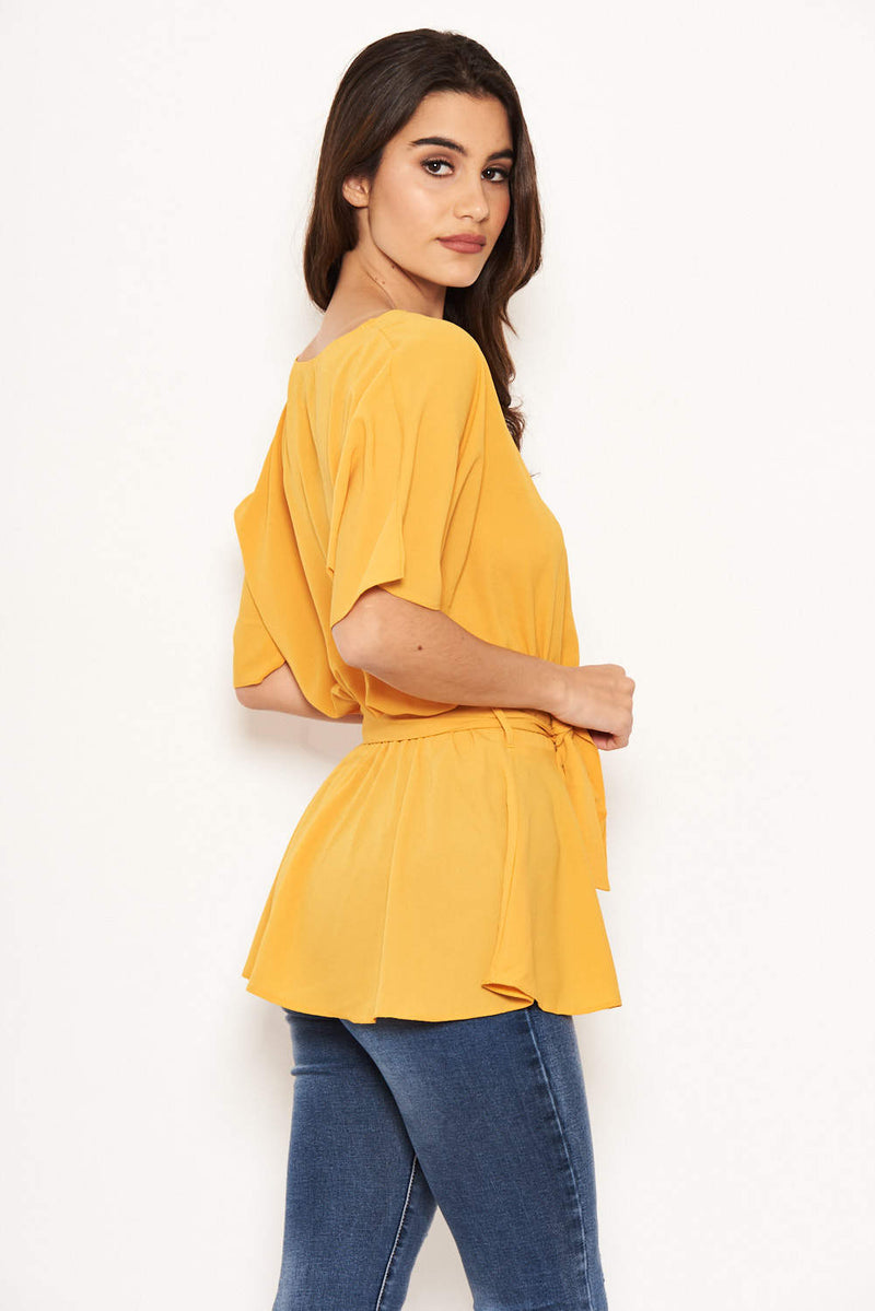 Yellow Tie Belt Top