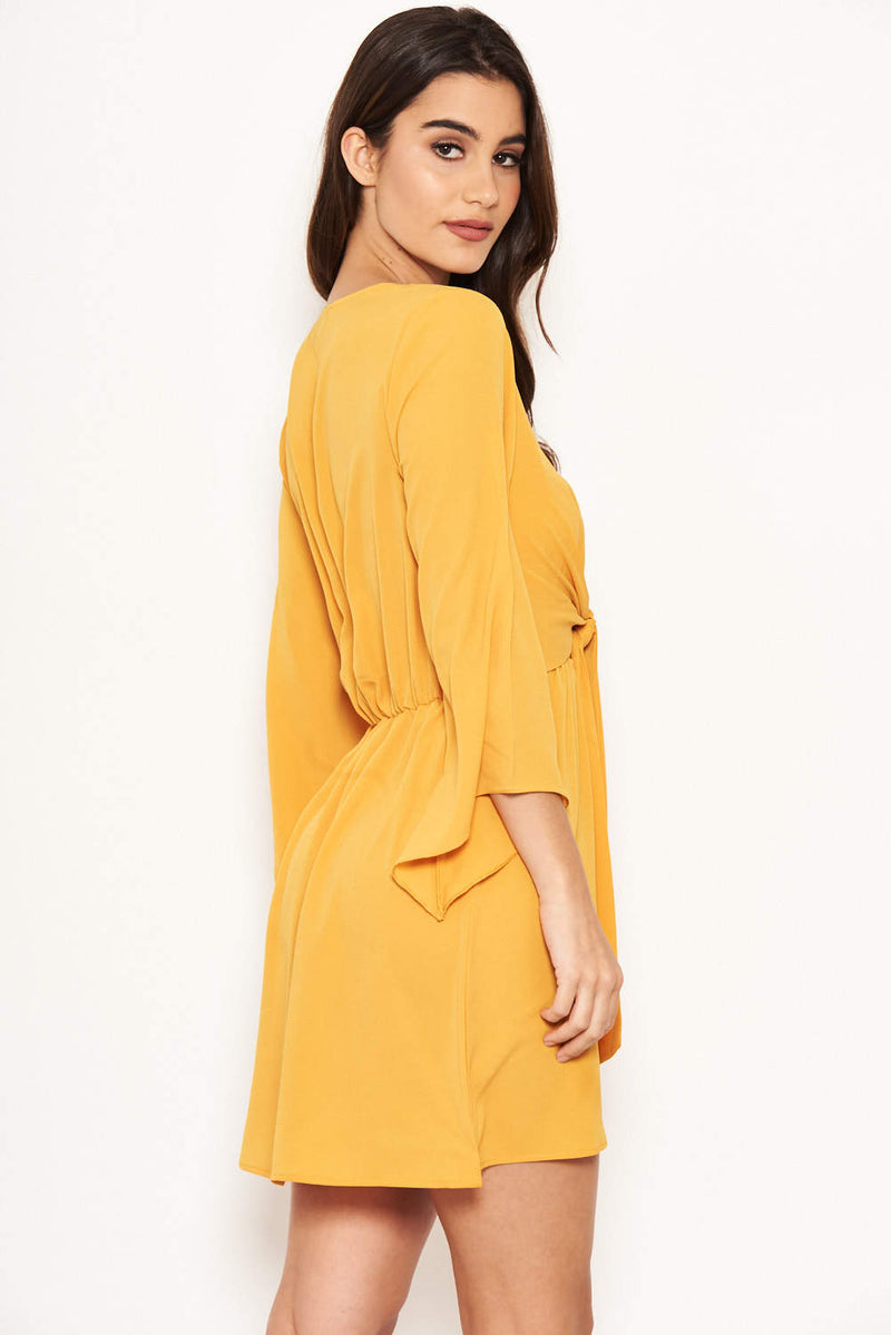 Yellow Tie Front Day Dress