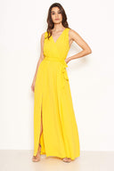 Yellow Wrap Front Maxi Dress