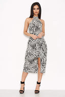 Zebra Print Choker Neck Dress