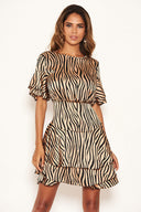 Zebra Print Frill Dress