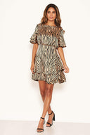 Zebra Print Frill Dress