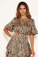 Zebra Print Frill Dress