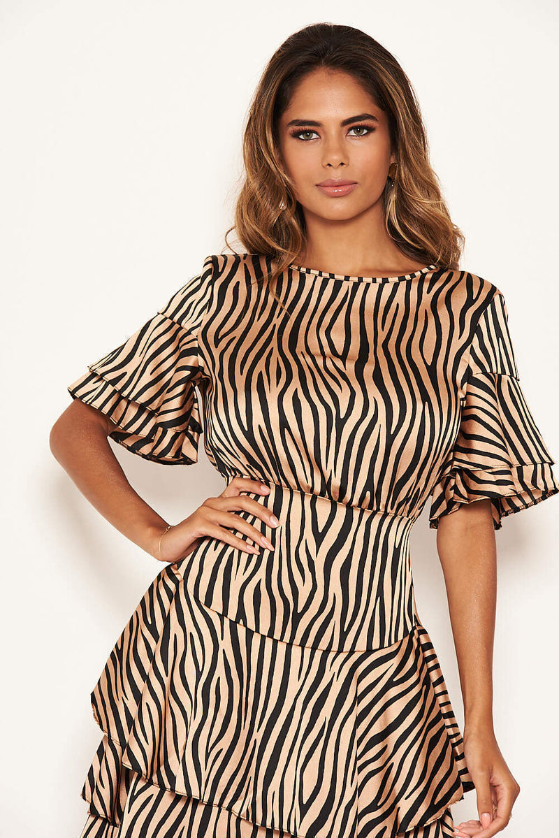 Zebra Print Frill Dress