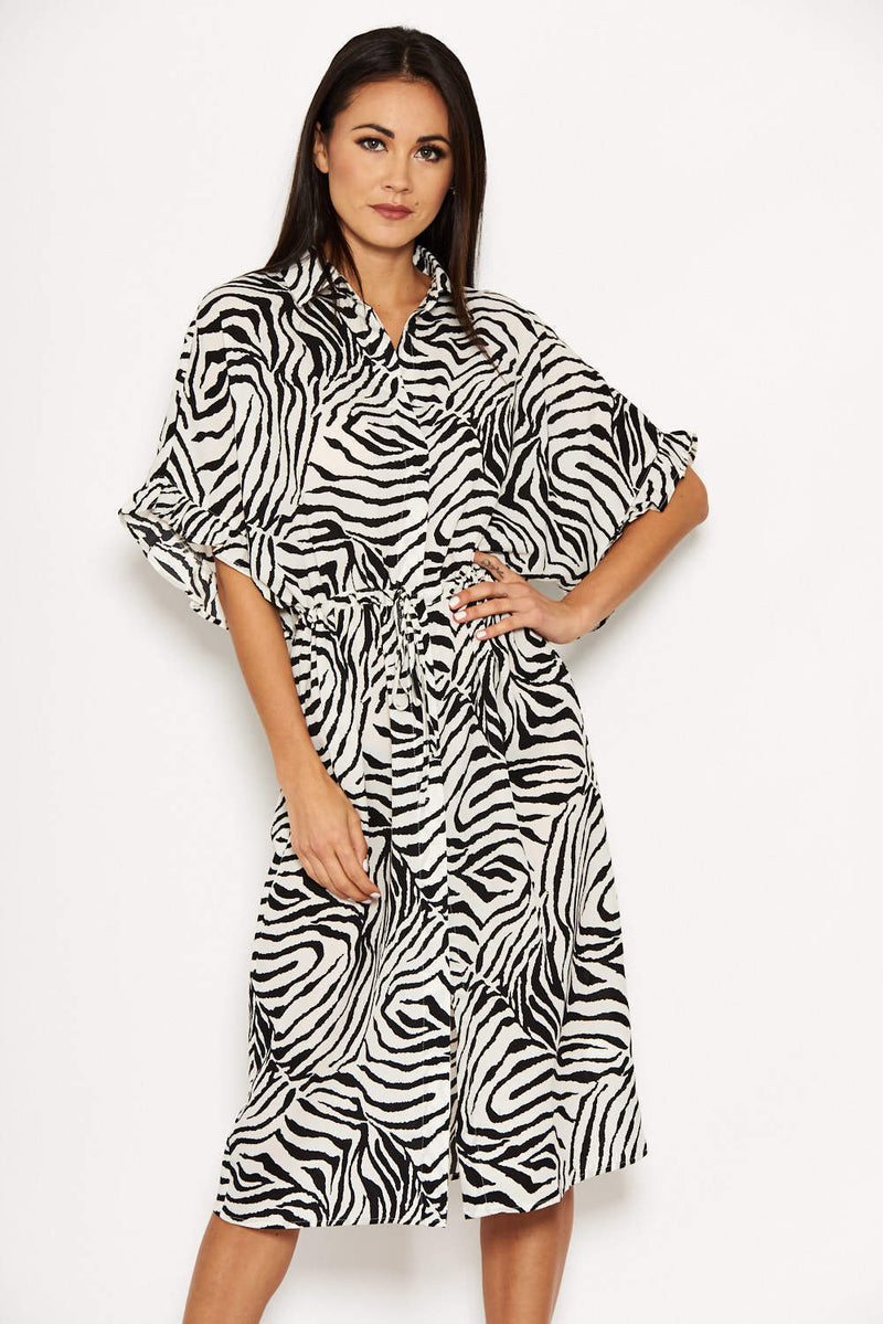 Zebra Print Frill Dress