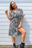 Zebra Print Frill Dress