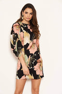 Black Floral Sleeve Detail Dress